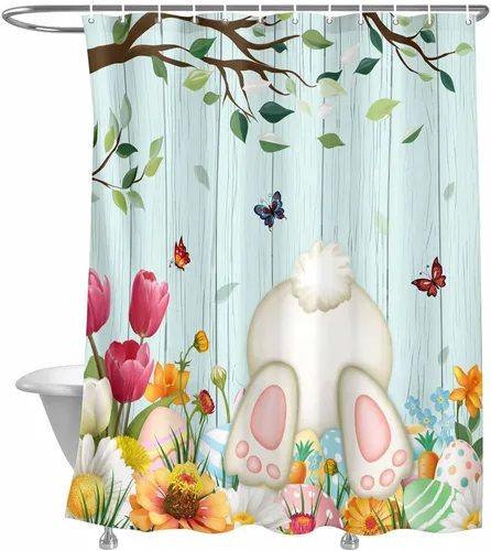 Miniatura 14 de cortina de ducha de gnomos del día de San Valentín, cortina de ducha rosa con corazones de amor para decoración de baño, juegos de cortinas de ducha