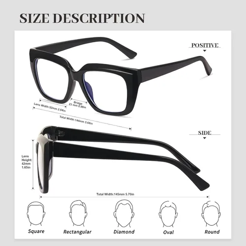 Miniatura 4 de Square Blue Light Blocking Glasses for Women Men Retro Style Computer TV Eyeglasses