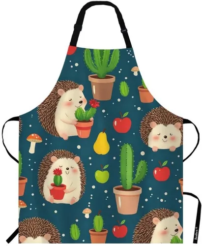 Miniatura 7 de Delantal de cocina con cabeza de gato negro Babero Delantal para Chef Restaurante Limpieza del hogar Servicio, Multi-001
