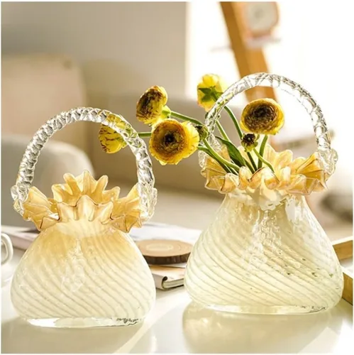 Miniatura 5 de Flower Vase, Glass Handheld Flower Basket Vase - Living Room Home Decoration Ornament(Large)