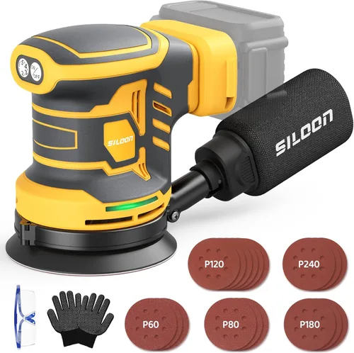 Miniatura 10 de Lijadora Orbital Aleatoria Inalámbrica Compatible con Dew 20V Max, Lijadora Orbital sin Escobillas de 5 Pulgadas con 19000 RPM 6 Velocidades