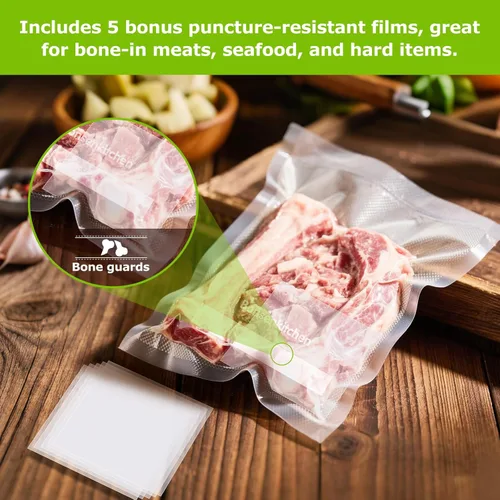Miniatura 6 de Bonsenkitchen Bolsas selladoras de alimentos al vacío precortadas de 100 pintas, 6 x 10 pulgadas, sin BPA, bolsa selladora al vacío de alimentos