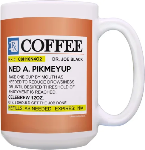 Miniatura 2 de Personalized Gifts Taza de café con receta con tu texto, taza con nombre personalizado, regalos para médicos, enfermeras, taza de café de cerámica
