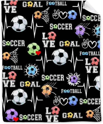 Miniatura 29 de Manta de fútbol para niñas, regalos de fútbol para niñas y niños, manta de franela de forro polar suave y cálida para niñas, regalos de fútbol