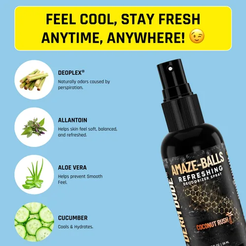 Miniatura 18 de Derm Dude Amaze Ball - Desodorante en aerosol para hombres Spray antirozaduras para ingle y saco con DeoPlex y aloe vera Control de olores