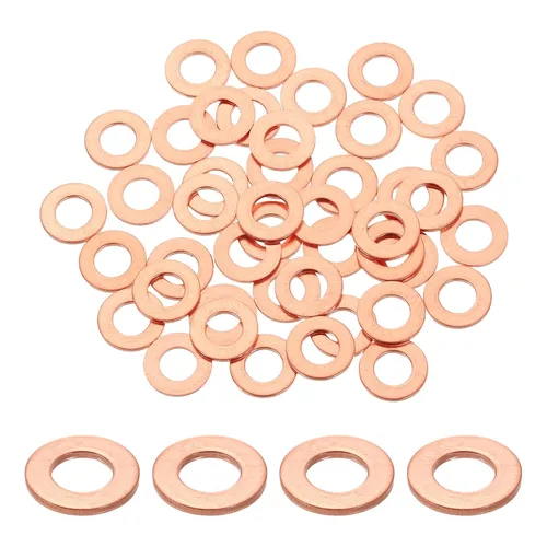 Miniatura 10 de uxcell 75 anillos de sellado de arandela plana M36 de cobre, 1.417 in ID 1.654 in OD 0.059 in de grosor, arandelas de trituración de cobre, junta