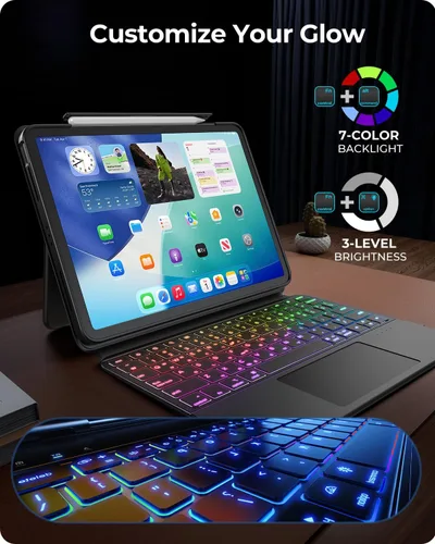 Miniatura 4 de Blosomeet Magnetic iPad A16 11th/10th Generation Case with Keyboard, Clear Splitfolio Detachable Cover, Up-Down Liftable, Adjustable Stand, 7