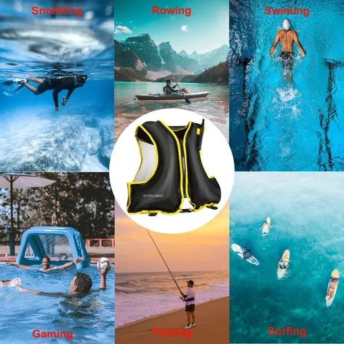 Miniatura 5 de Chaleco de esnórquel para adultos, chaleco inflable de esnórquel, chaquetas de natación, chaquetas flotantes inflables de seguridad