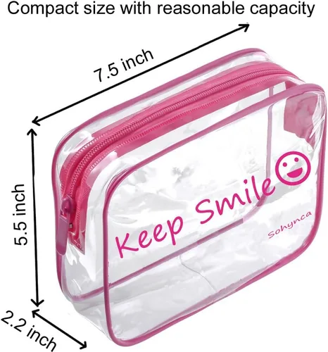 Miniatura 2 de Sohynca Bolsa de aseo de PVC transparente, impermeable, bolsa de cosméticos, minimalista, bolsa de maquillaje, pequeña bolsa de cosméticos ordenada