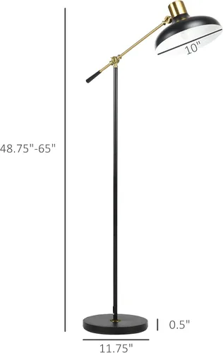 Miniatura 7 de HOMCOM Lámparas de pie ajustables para sala de estar, lámpara de pie para dormitorio con brazo de equilibrio, cabeza y altura ajustables, lámpara