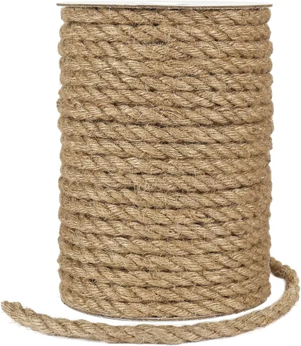 Tenn Well Cuerda de yute de 0.315 in, cuerda de yute de 98 pies y 5/16 pulgadas de grosor, cuerda fuerte para manualidades, jardinería, decoración