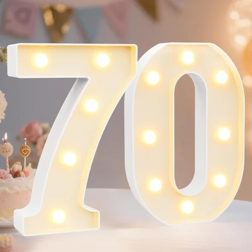Miniatura 41 de Pooqla Letras y Números Decorativos con Luces LED, Letras y Números de Neón de Plástico Blanco para Decoración de Fiestas, Bodas, Funciona