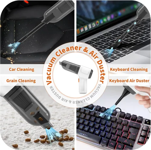 Miniatura 4 de NICE BUDDY Aspiradora inalámbrica, mini plumero de aire, aspiradora de mano portátil, uso en seco 3 en 1 para teclado de automóvil, eliminador
