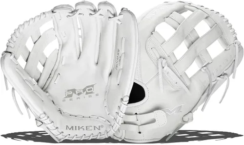 Miniatura 15 de Miken Pro Series - Guantes de sóftbol de lanzamiento lento, 13 pulgadas, blanco/rojo blanco/blanco