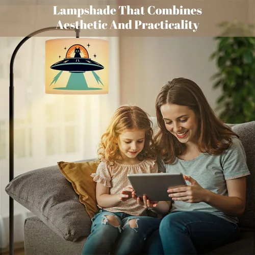 Miniatura 6 de Drum Lampshade Mid Century Black Cat Starry Lights Retro Style Medium Lamp Shade Replacement Linen Fabric Lampshades for Bedside Table Lamp Floor