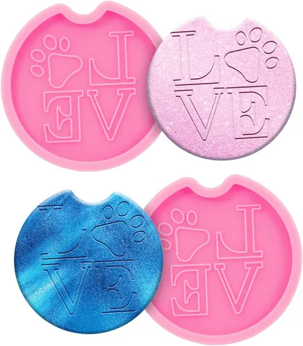 Miniatura 8 de 2 piezas DIY Sun Flower Style Car Coaster Moldes de silicona de resina epoxi moldes de fundición para tapetes, decoración del hogar, moldes