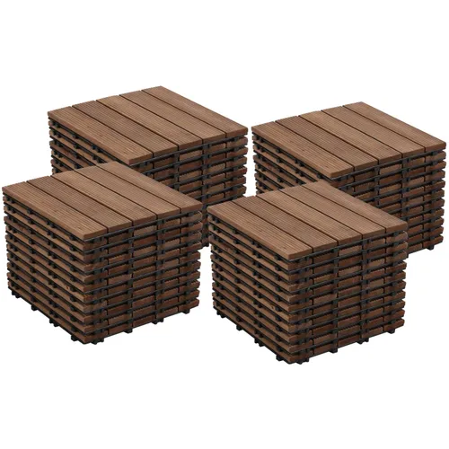 Miniatura 22 de Yaheetech 55 azulejos de terraza de patio entrelazados de madera compuesta de madera para cubierta de pisos de madera de 12 x 12 pulgadas, madera