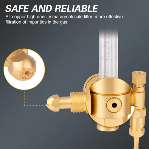 Miniatura 6 de Regulador de CO2 de argón con entrada CGA-580, regulador de presión de gas 0-4000 PSI para máquinas de soldadura TIG MIG, precisión de alto flujo