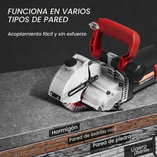 Miniatura 6 de VEVOR Wall Chaser, máquina ranuradora de 4800 W con guía láser de 6500 rpm, profundidad máxima de ranura y ancho de 1.6 x 1.65 pulgadas, máquina