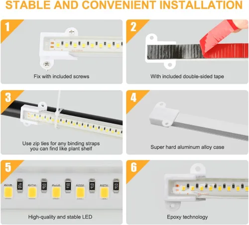 Miniatura 6 de Mosthink Tiras de luz LED para cultivo de plantas de espectro completo para plantas de interior con temporizador de encendido y apagado automático