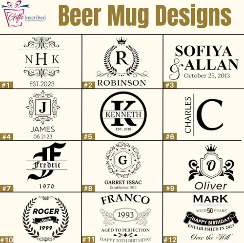 Miniatura 3 de Taza de Cerveza Personalizada de 16 oz con Fuente Personalizada Grabada en Vidrio con Tu Texto – Regalo Único para Papá, Esposo, Cumpleaños, Boda