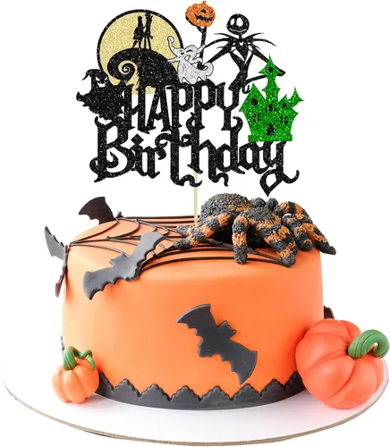 Miniatura 15 de Gyufise 24 adornos de Halloween para cupcakes con purpurina negra para dulce o truco de Halloween, decoraciones para baby shower, niños y niñas