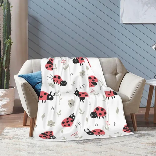 Miniatura 2 de Manta de mariquita linda de mariquita súper suave y cálida para sofá, dormitorio, sofá, oficina, automóvil, para todas las estaciones, acogedora