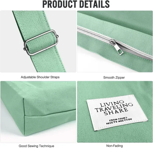 Miniatura 4 de Bolsos de hombro de lona para la escuela, estilo hobo universitario, bolsos de mano para estudiantes, bolsos casuales de compras, trabajo, bolsa