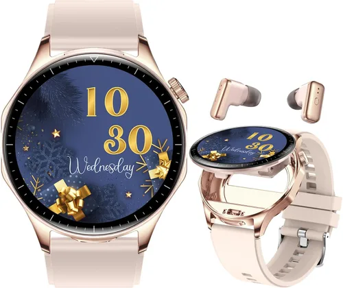 Reloj inteligente 2 en 1 con auriculares, AMOLED de 1.43 pulgadas, pantalla táctil completa colorida y Bluetooth, reloj inteligente para hombres y
