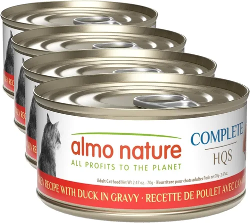 Miniatura 16 de almo nature HQS Complete CAT - Comida húmeda para gatos, receta de pollo con pato en salsa, comida para gatos sin granos, 2.47 onzas (paquete de 12)