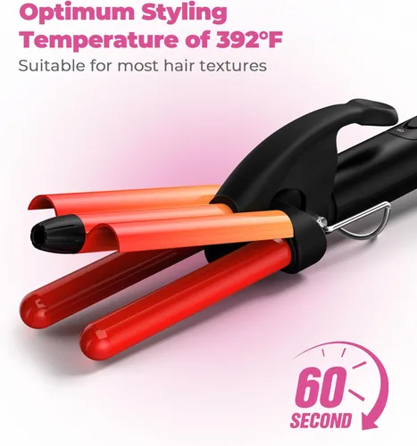 Miniatura 4 de FARERY Plancha de Rizar Mini Onduladora, 1/2 Pulgada, Rizador de Cabello para Mujeres con Ondas de Playa, Infundido con Queratina y Aceite de Argán