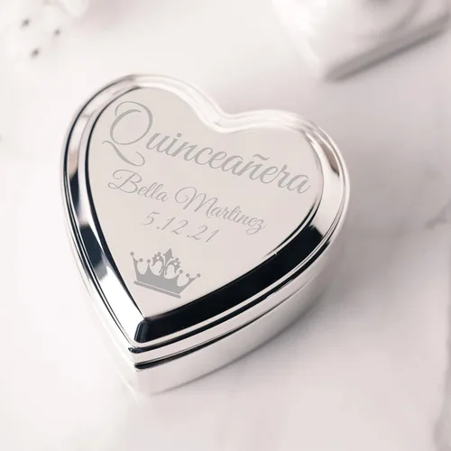 Miniatura 23 de Cherished Moments Caja de recuerdo de joyería de corazón personalizada con cruz grabada personalizada y nombre para regalo de bautizo de bebé
