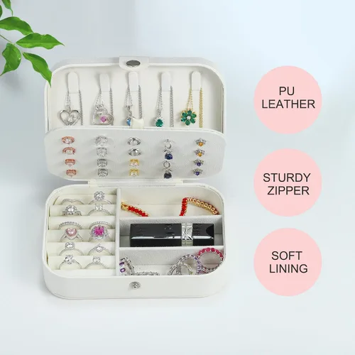 Miniatura 2 de Parima Joyero de viaje para mujeres y niñas, organizador de joyas, caja de joyería mediana, estuche de viaje para almacenamiento y organizador
