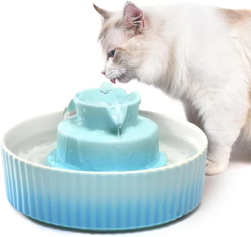 Miniatura 7 de Wave and Cup Cake - Filtro de fuente de porcelana para gatos, 8 filtros de carbono, 2 filtros de espuma, fuente de cerámica, dispensador de agua