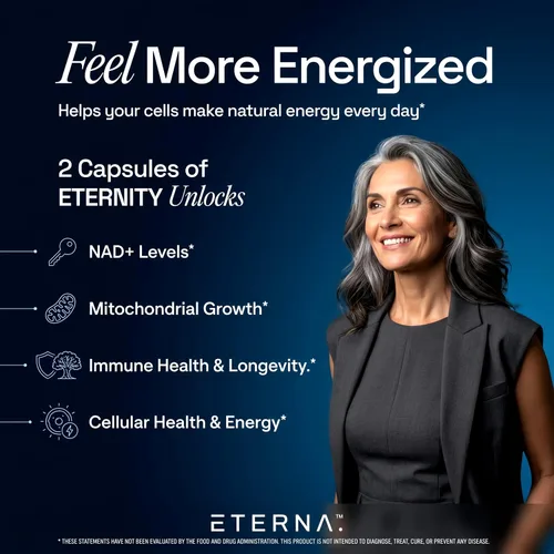 Miniatura 4 de Eternity NAD+ - Suplemento de resveratrol para hombres y mujeres, 1050 mg con 15 ingredientes avanzados para apoyo inmunológico, energía