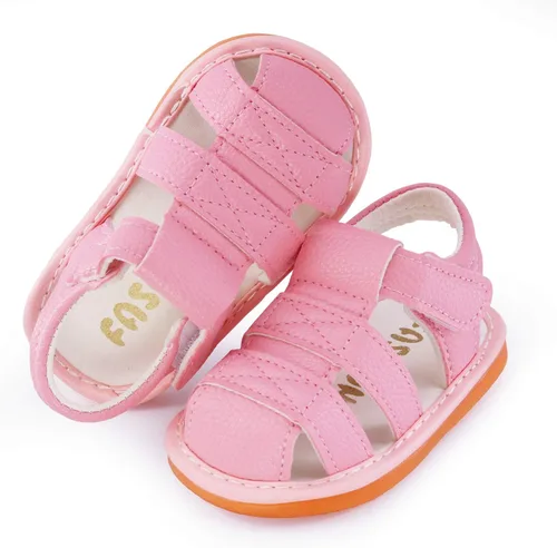Miniatura 4 de WILLFUN Sandalias chirriantes de verano para bebé, niño, niña, suela de goma de primera calidad, puntera cerrada, antideslizantes, zapatos