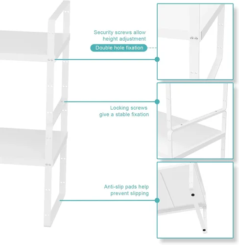 Miniatura 7 de Estante organizador de gabinete, estante expandible para gabinete, estantes apilables, estante de almacenamiento ajustable, elevador para cocina