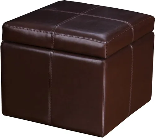 Miniatura 15 de Adeco Otomana moderna de cuero con ruedas, otomana cuadrada negra rodante de 18.8" con almacenamiento, taburete de tocador tapizado acolchado