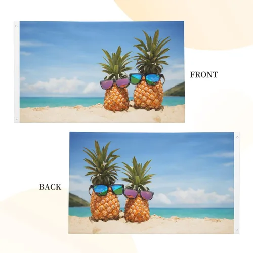 Miniatura 3 de Bandera de playa de verano con piñas divertidas de 3 x 5 pies, bandera decorativa de poliéster duradero para el hogar, al aire libre