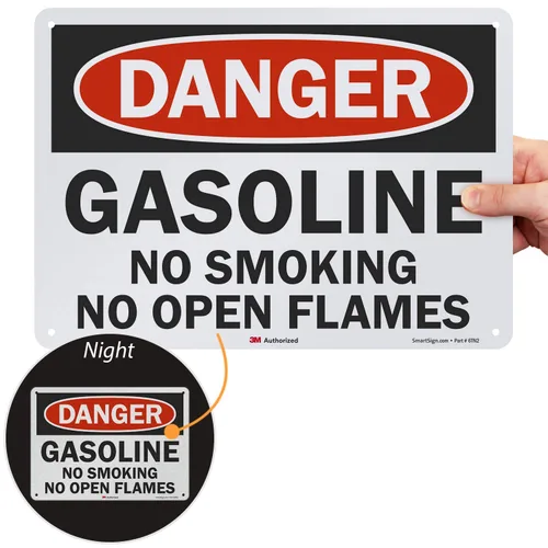 Miniatura 9 de SmartSign - U9-1240-ND_7x10 "Danger - Gasolina, No Smoking No Open Flames" Etiqueta Vinilo laminado de 7" x 10" Negro/Rojo sobre Blanco
