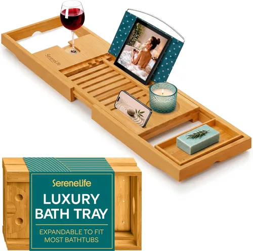 Miniatura 12 de SereneLife Bandeja de bañera de alta calidad, bandeja de baño expandible, regalos únicos de inauguración de la casa, regalo para mamá, mujer, nuevo