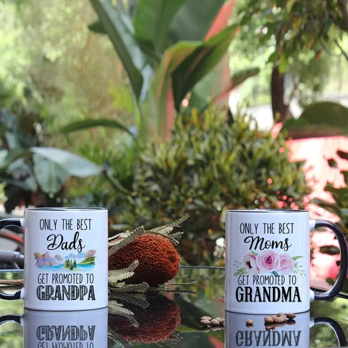 Miniatura 2 de Only the Best Mom Dad Get Promoted to Grandma and Grandpa - Juego de tazas de 11 onzas, regalos de anuncio de embarazo, cumpleaños, Navidad, día