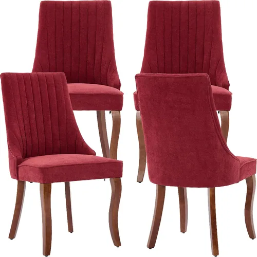 Miniatura 26 de Juego de 2 sillas de comedor modernas de mediados de siglo, tapizadas de tela beige, sillas de cocina y comedor, sillas de cocina con patas