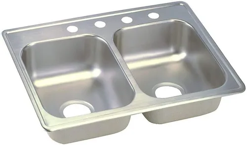 Miniatura 28 de Dayton D233221 Equal - Fregadero de acero inoxidable con doble tazón, 33 x 22 x 6.5 pulgadas