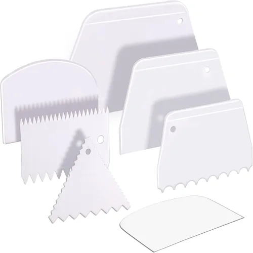 Miniatura 9 de Teenitor Raspador de Pasteles Alisador de Pasteles, 7 Piezas Herramientas para Pasteles Raspador de Glaseado Raspador de Pasteles Alisador