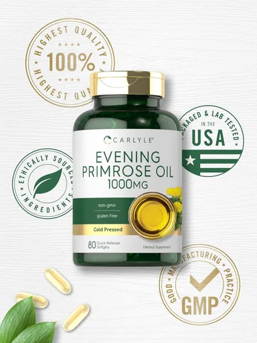 Miniatura 6 de Carlyle Cápsulas de aceite de onagra de 1000 mg 80 cápsulas blandas Suplemento prensado en frío Sin OMG y sin gluten