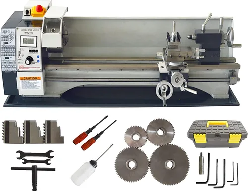 Miniatura 10 de Techtongda Torno de banco de velocidad variable de 8 x 16 pulgadas con torno de banco de motor sin escobillas de 900 W, 110 V MT5