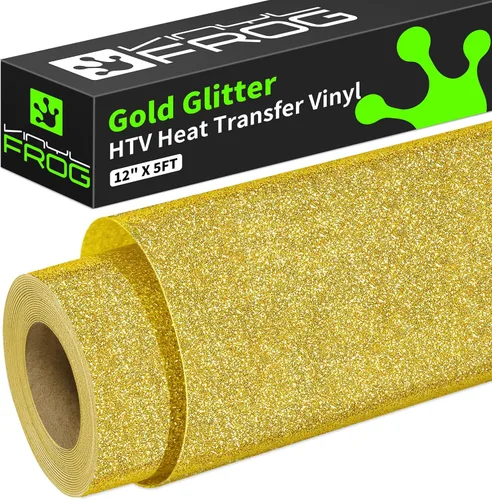 Miniatura 14 de VINYL FROG Rollo de vinilo de transferencia de calor con purpurina de 12 pulgadas x 5 pies, vinilo negro para planchar con purpurina para camisetas