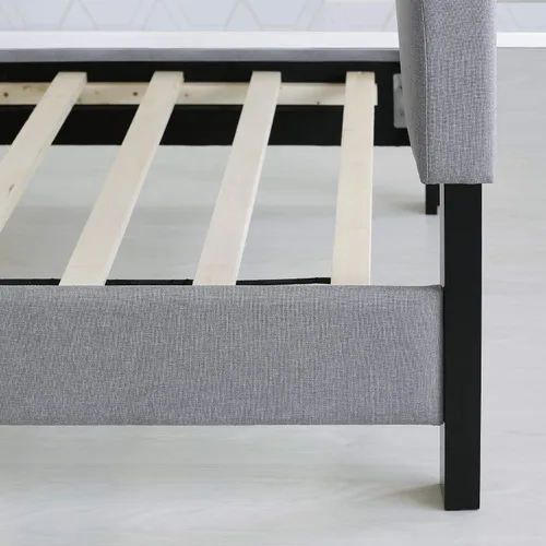 Miniatura 4 de Furinno Laval Marco de Cama Plataforma Tapizado con Botones Penachos, Individual, Glacier