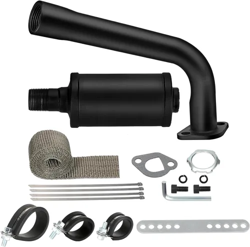 FVRITO Silenciador de tubo de escape grueso con kit de cinta de escudo térmico para no Hemi 6.5HP Predator 212cc 196cc GX160 GX200 Coleman CT200u